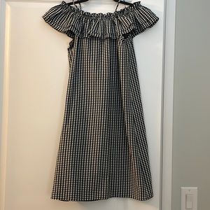 Checkered black and white dress, can be worn off the shoulders